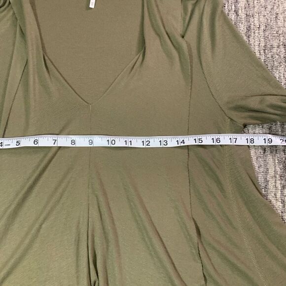 Free People Womens XS Uptown Turtleneck Top Olive Green Ribbed Stretchy Knit - Picture 4 of 7